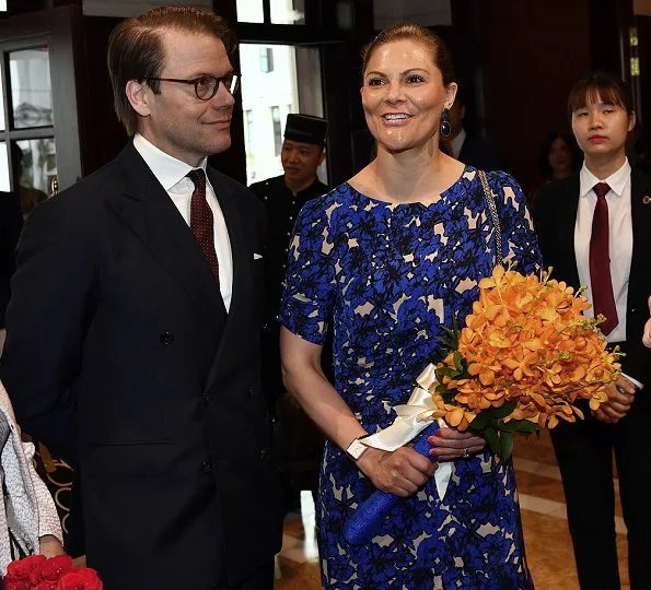 Crown Princess Victoria in Ida Sjostedt govn, Camilla Thulin floral dress and Rodebjer print dress. President Dang Thi Ngoc Thinh