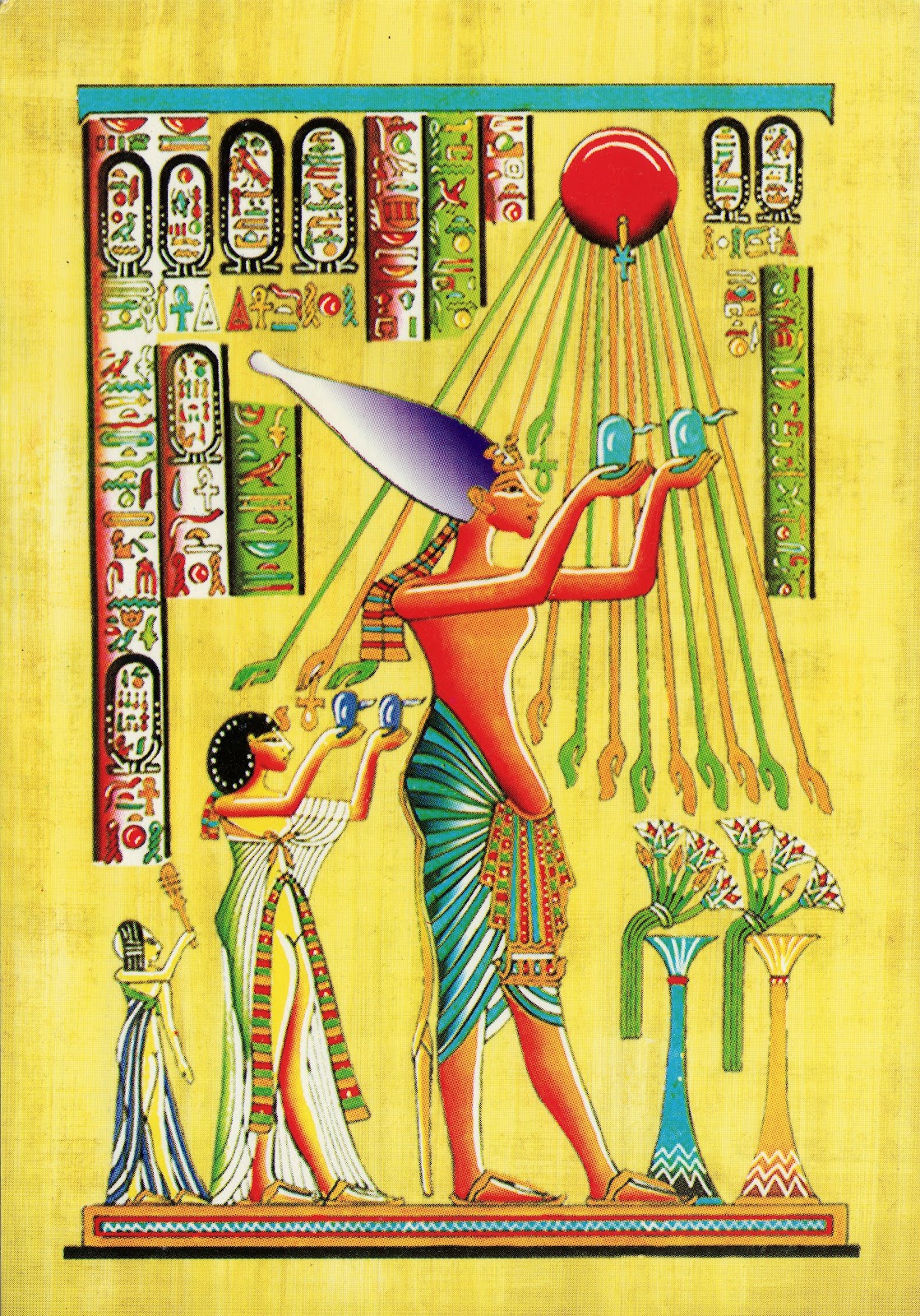 Postcards & Stamps Diary Egyptian papyrus with Pharaonic drawings 2