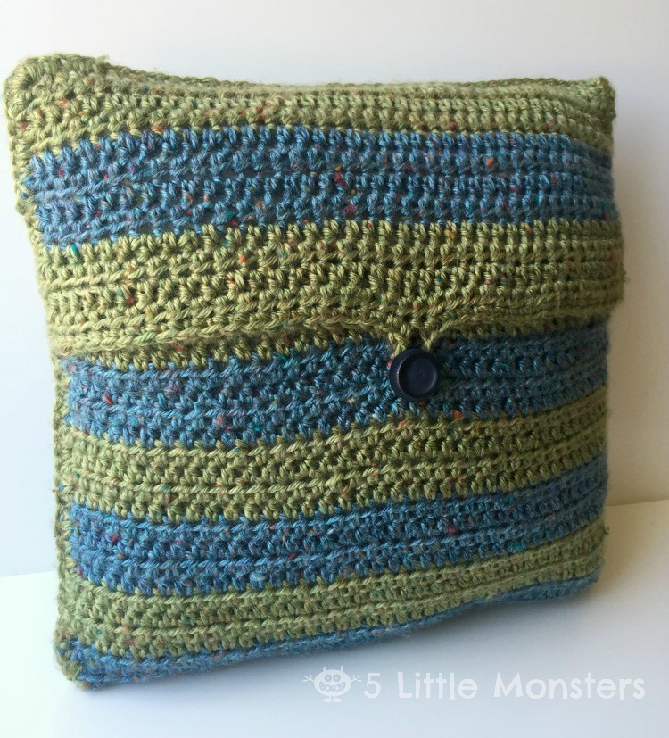 5 Little Monsters Striped Crochet Pillow Cover