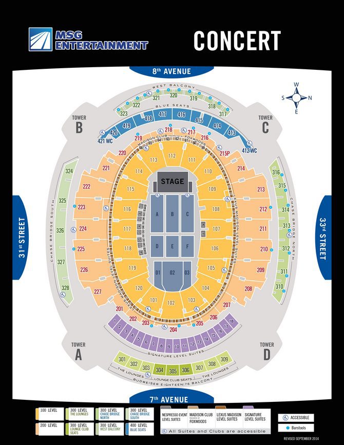 Square Garden Detailed Seating Chart