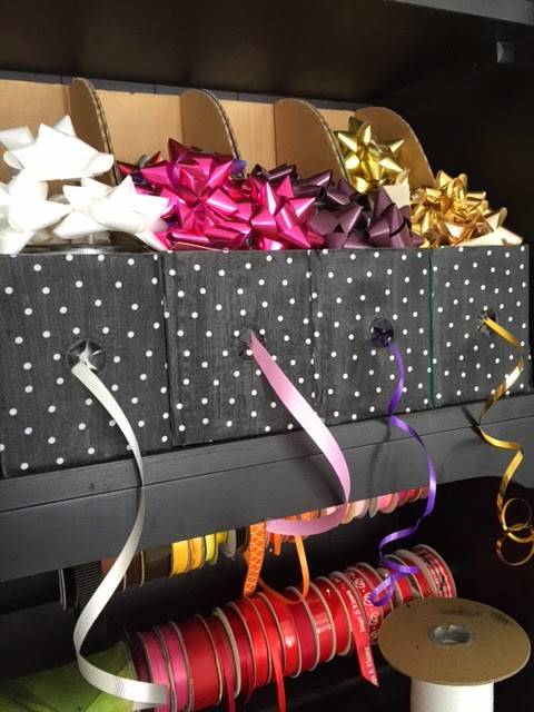 gift wrap and ribbon organizer