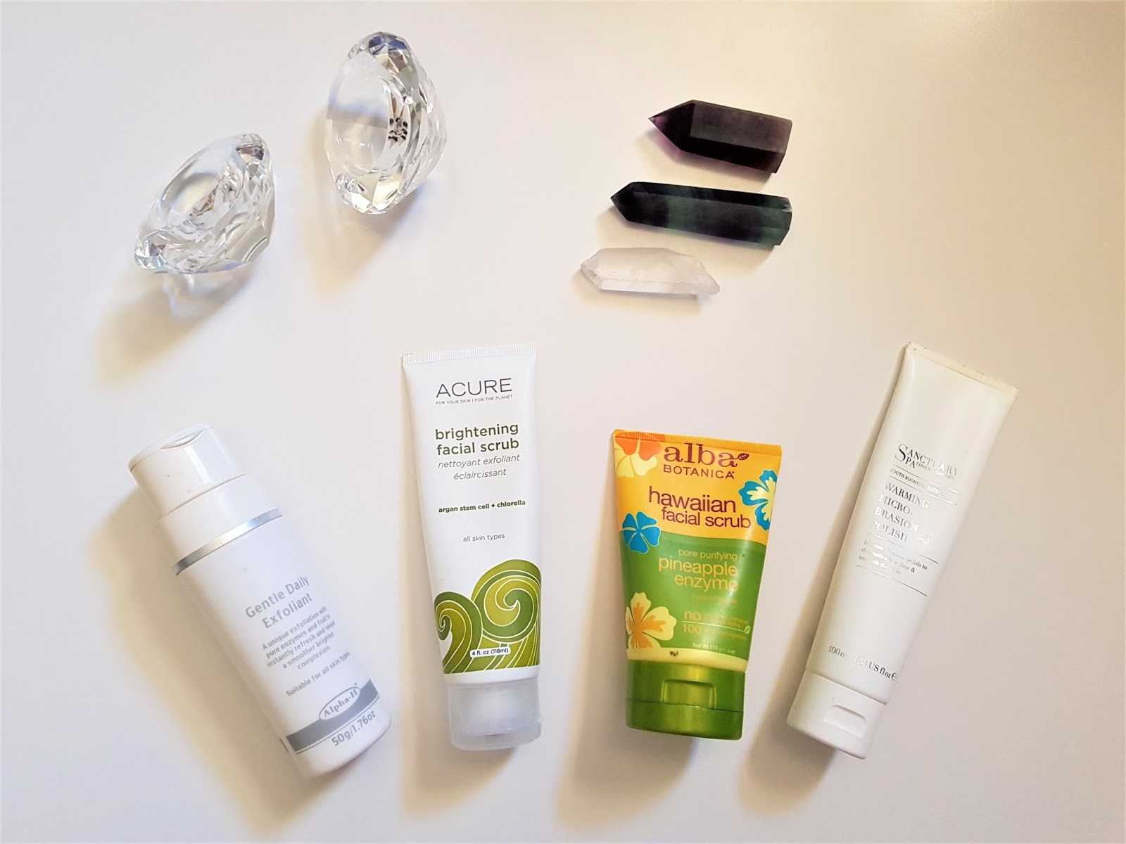 Beautifully Glossy What's in my shower Face scrubs on rotation