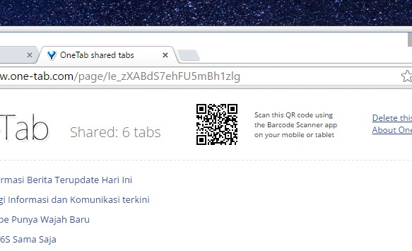 Sharing tab. Onetab lost tabs.