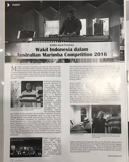 Seputar Marimba "Perkusi Melodis" Pengalaman mengikuti Australian