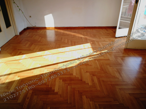 ψαροκόκαλο ξύλινο πάτωμα σατινέ