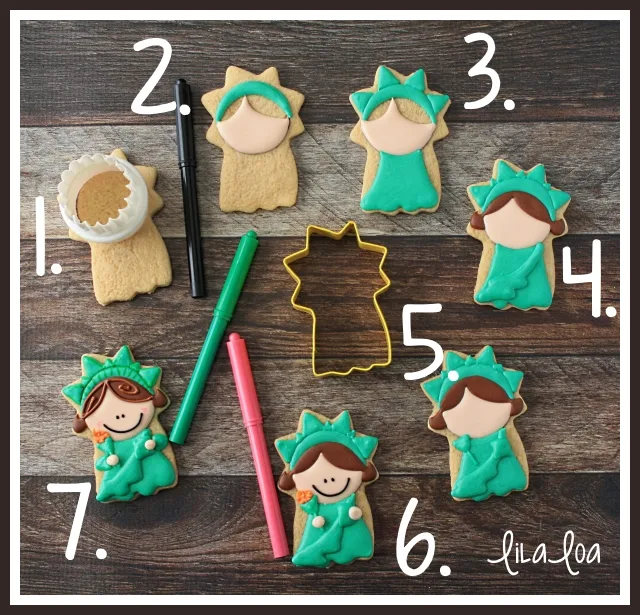 How to decorate a Statue of Liberty sugar cookie -- tutorial