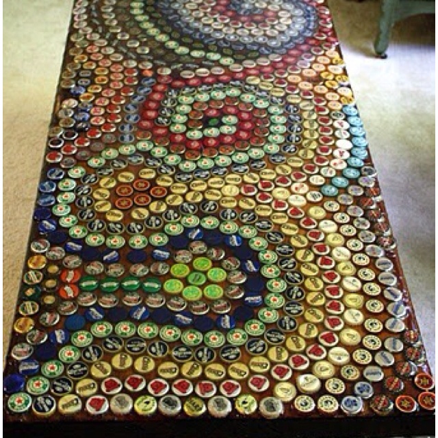 How to Recycle Bottle Cap Design on Table, Floor and Walls