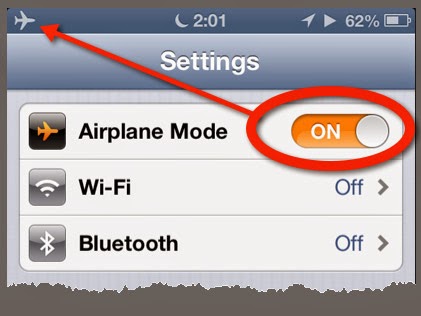 Bật chế độ máy bay (airplane mode) hoặc tắt hoàn toàn thiết bị