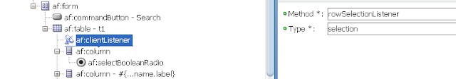 ADF Goodies: Single row selection in af table using radio button