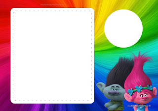 Trolls: Invitaciones para Imprimir Gratis. Para hacer invitaciones, tarjetas, marcos de fotos o etiquetas, para imprimir gratis de Trolls.