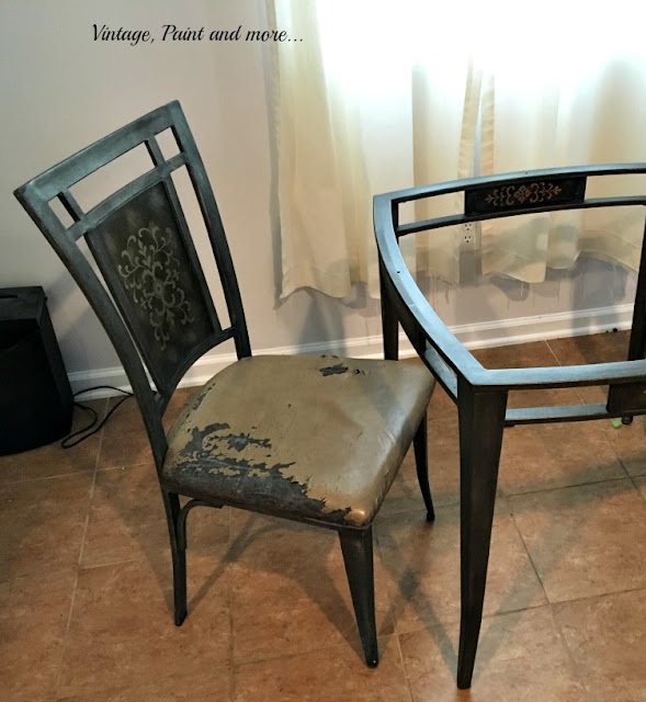 Vintage Paint and more... thrift store table and chairs upcycled with black chalk paint and fabric for a new look