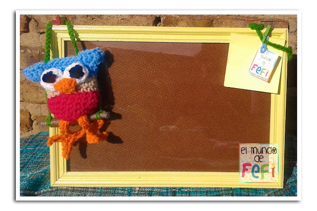 cuadro 30x20 - lechuza amigurumi - crochet - el mundo de fefi
