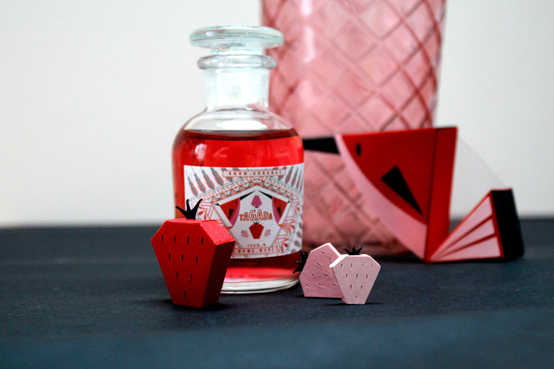 essai packaging rhum tagada papier découpé