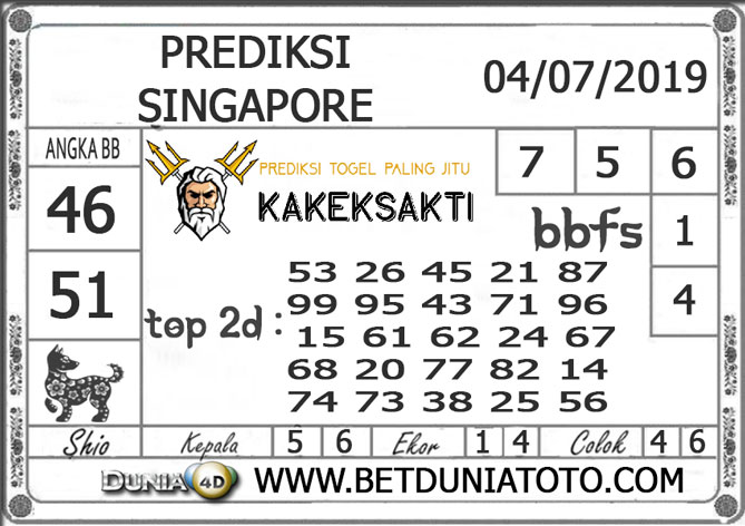 Prediksi Togel SINGAPORE DUNIA4D 04 JULI 2019 Prediksi Togel SINGAPORE DUNIA4D 04 JULI 2019