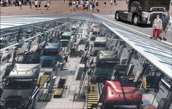 Francois Abelane is not only responsible for this incredible 4000 square meter piece of 3D street art but may also be breaking the record for the largest 3D street art in the world. Francois was commissioned to do this artwork for the launch of a new line of Renault trucks in Lyon.