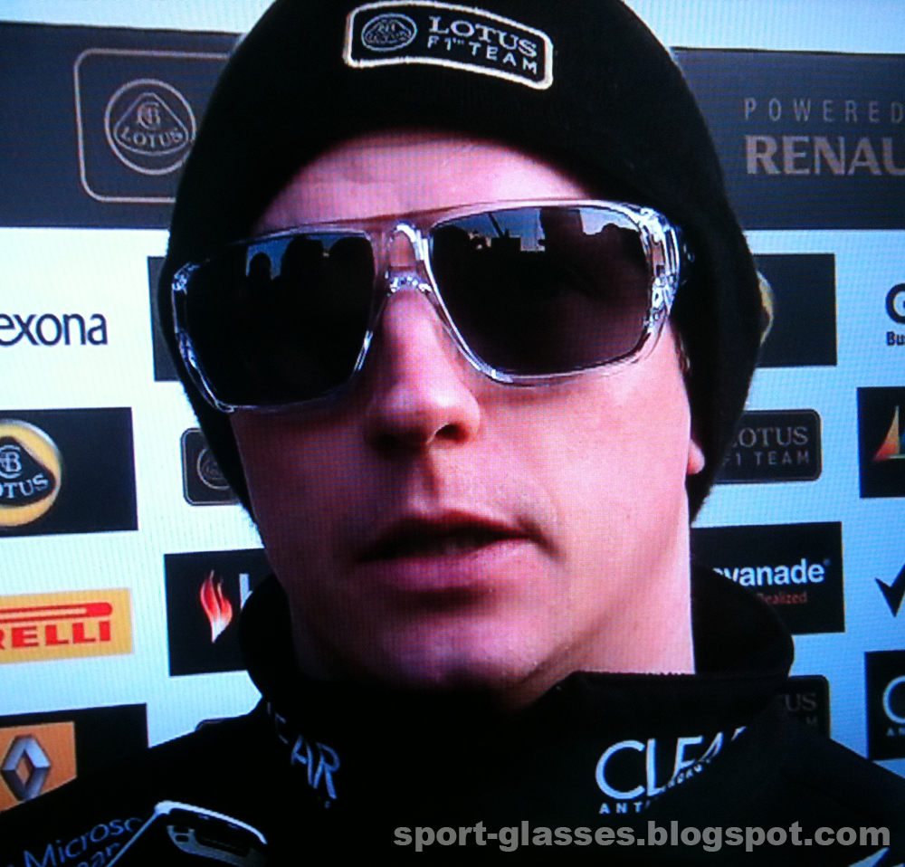 Kimi Raikkonen wearing Oakley Dispatch 909005 - Polished Clear Chrome Iridium during Winter Testing 2013