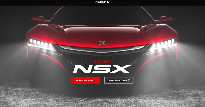 自分だけのnsxが作れる アキュラが新型nsxのコンフィギュレーターを公開 Idea Web Tools 自動車とテクノロジーのニュースブログ