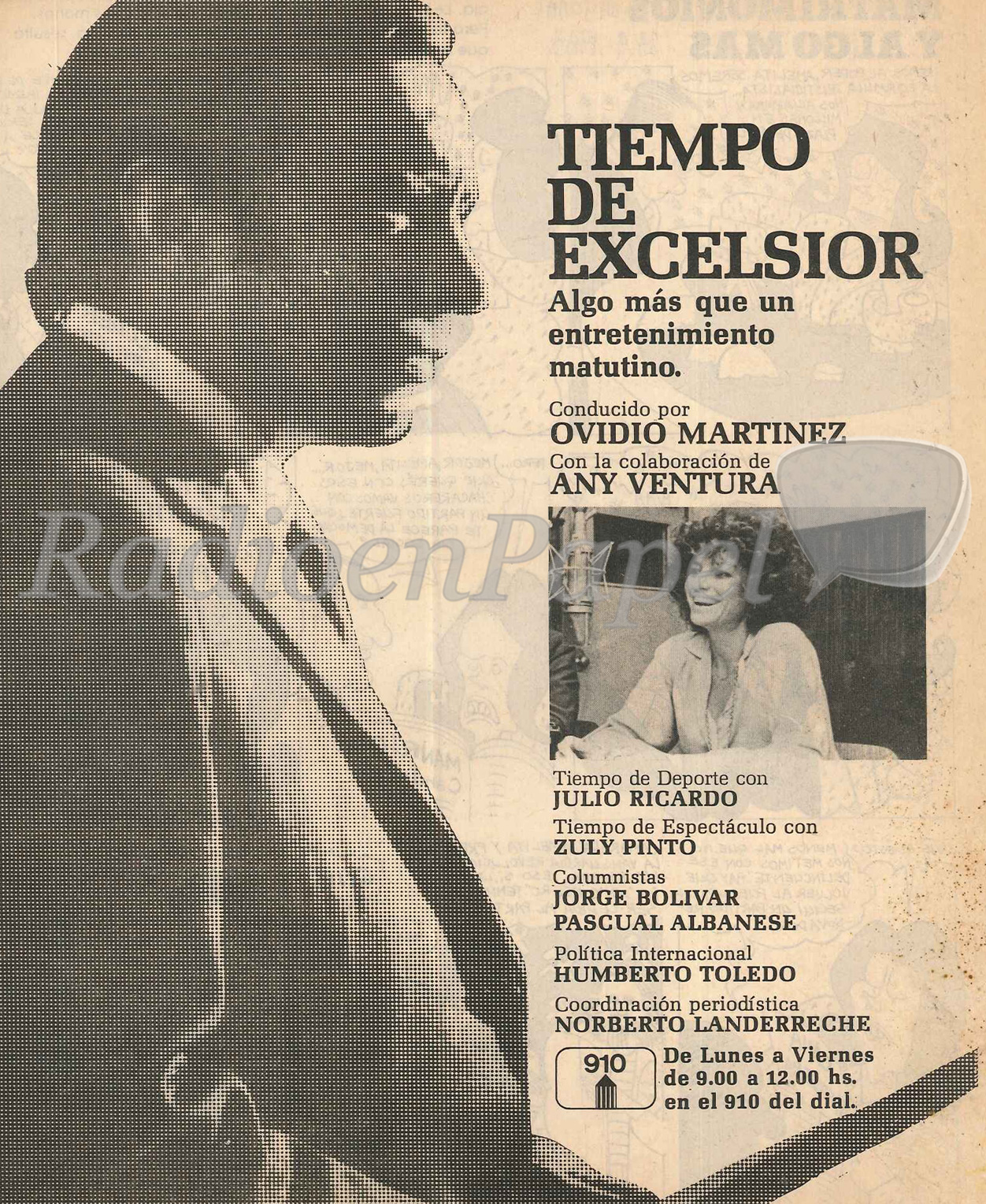 AM 910 Excelsior Tiempo de Excelsior Radio en Papel. Archivo