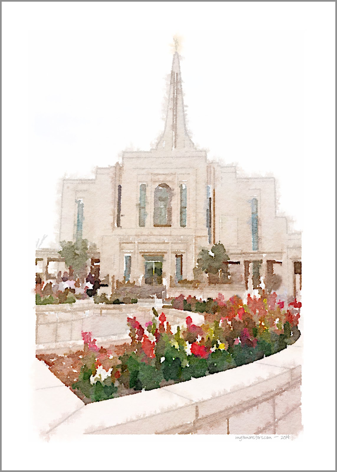 Free Printable Watercolor Image of the Gilbert LDS Temple at /