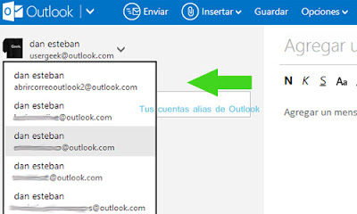 cuentas alias outlook correo