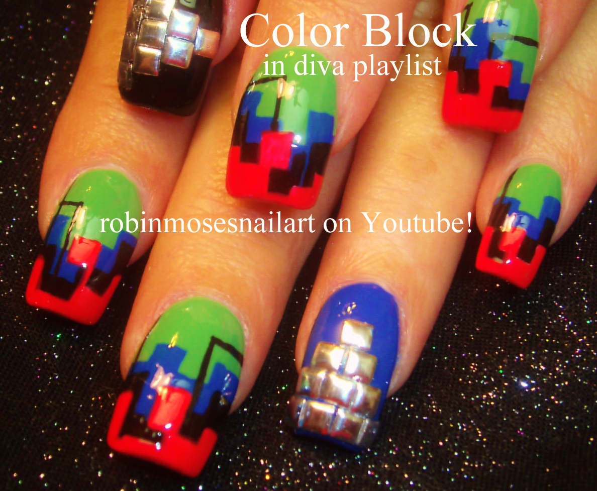 Nail Art by Robin Moses "cute nail art" "nail art" "color block nails