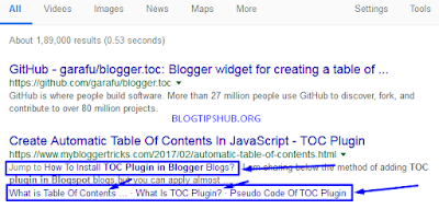 Blogger ToC Plugin Benefits in SERPs