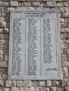 The plaque in Livorno bearing the names of all 140 victims of the disaster