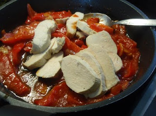 elaboración de pechuga con pimientos