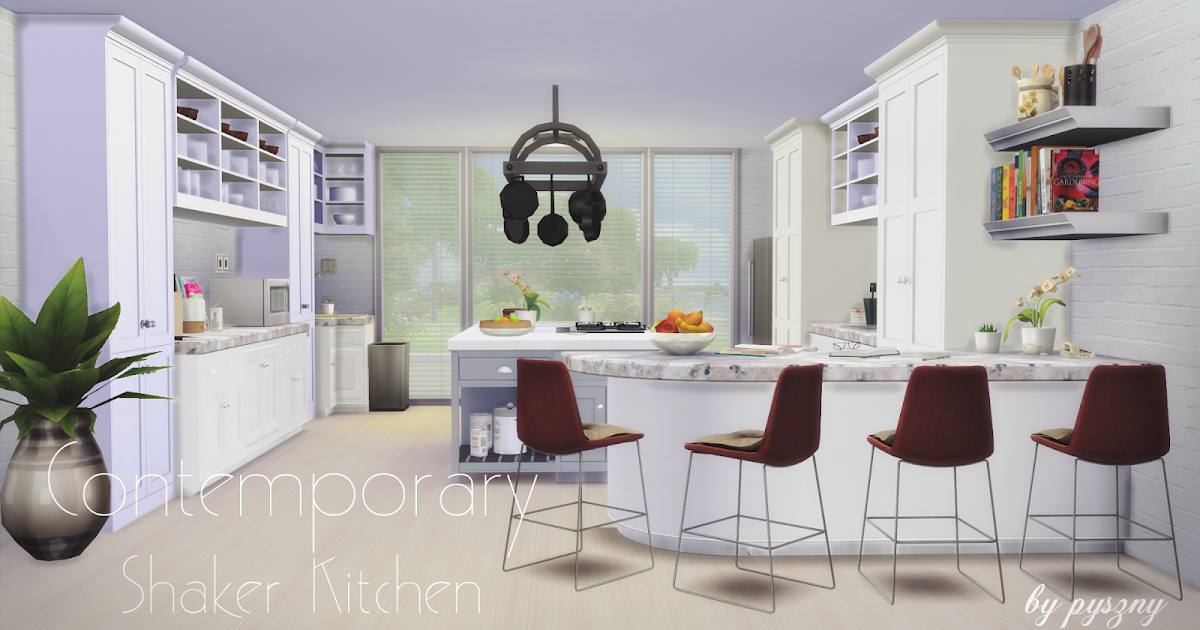 My Sims 4 Blog Contemporary Shaker Kitchen Set by Pyszny