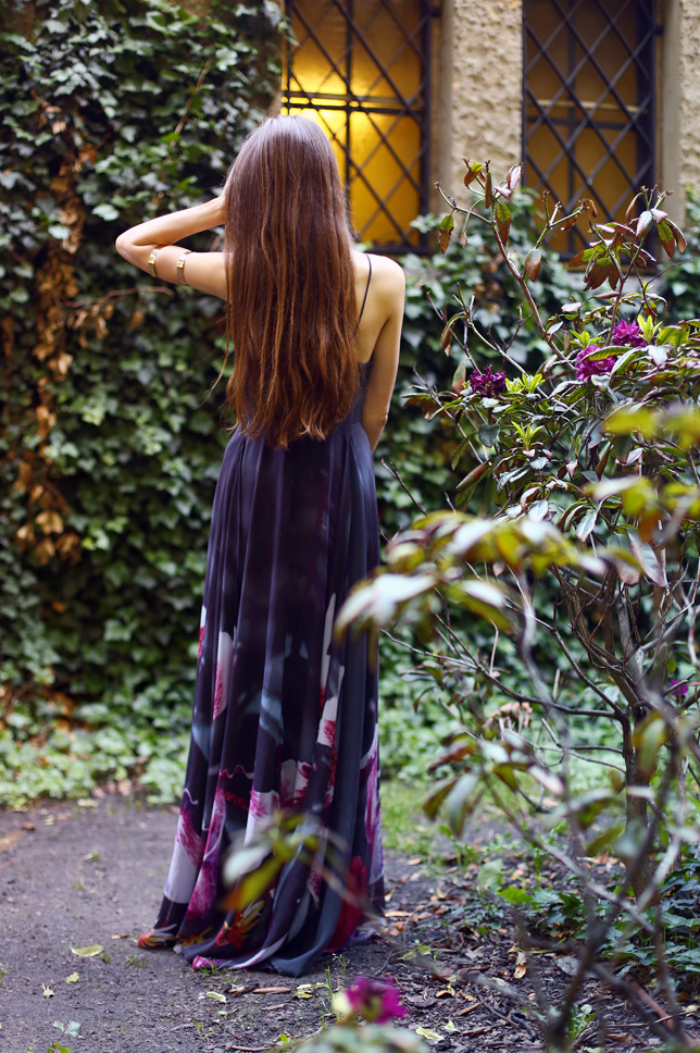 maxi purple floral dress 