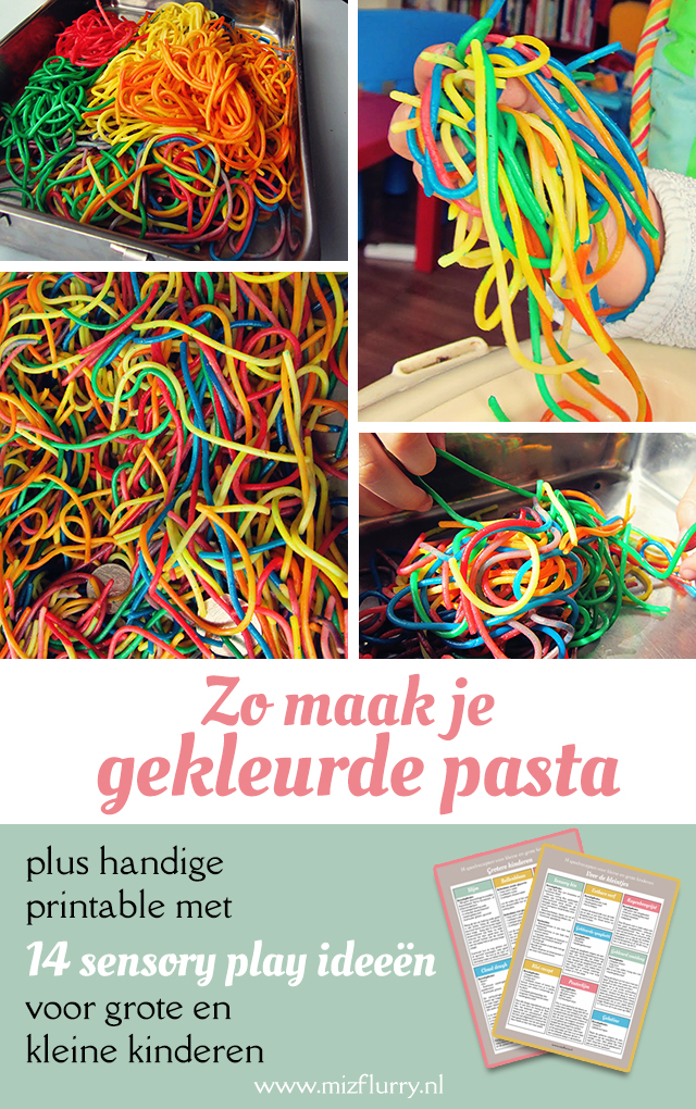 gekleurde spaghetti maken knutselen kinderen