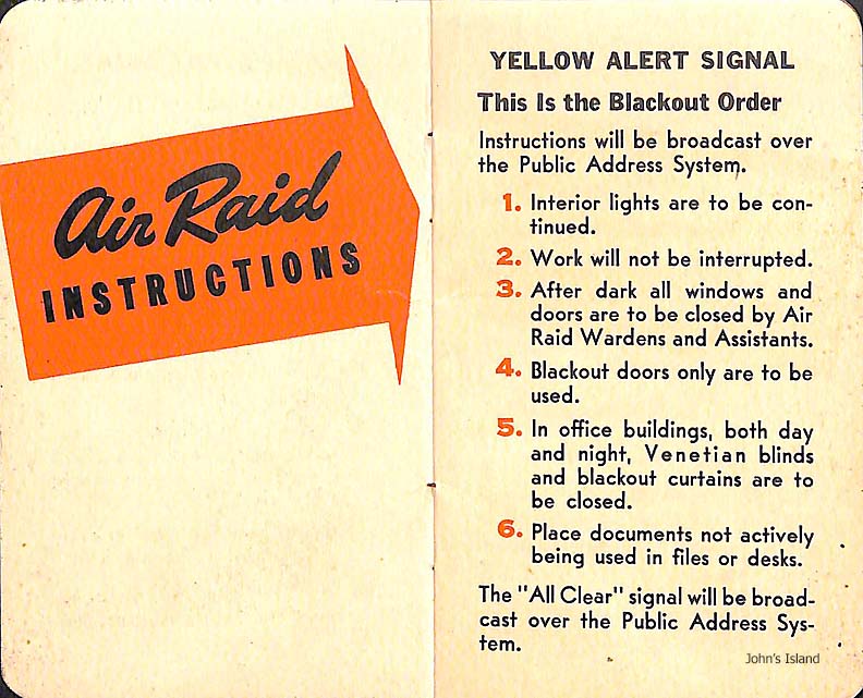 John's Island Air Raid Instructions [ca 1942?]