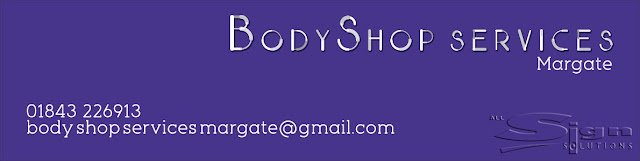 Grey, white and black text with 'BodyShop Services' in a mechanical type font.