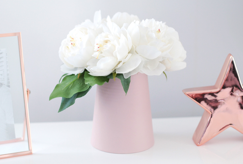 adairs pink vase white peonies