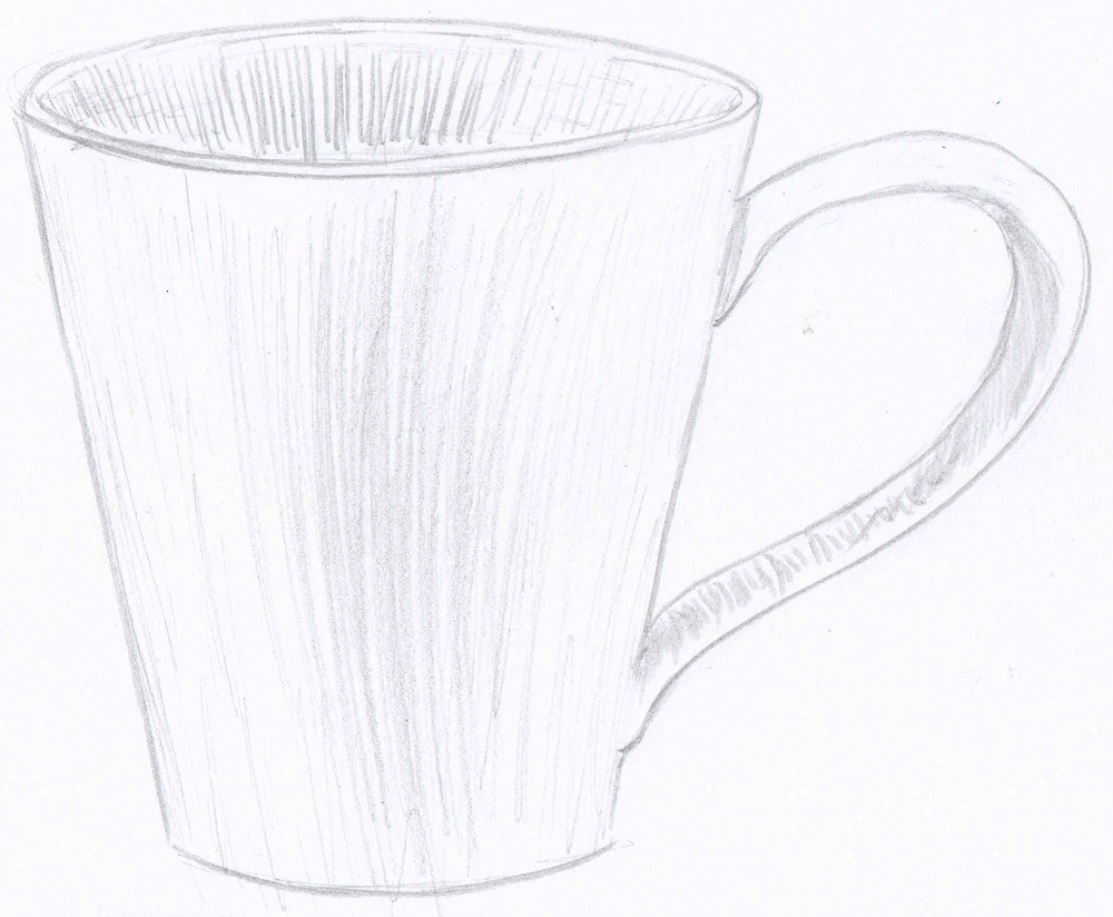 кружка нарисованная. рисование кружки карандашом. чашка карандашом. рисование красивой чашки. чашка с ручкой рисунок.