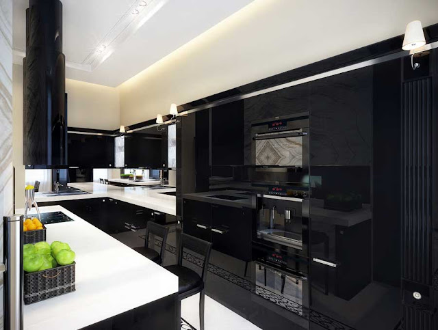 Kreative Fliesen aus schwarzer Marmor küche | KL-Konzepte