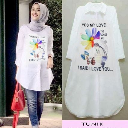  Baju Hijab Muslim Cantik Tunik Terbaru Warna Putih Bj0031