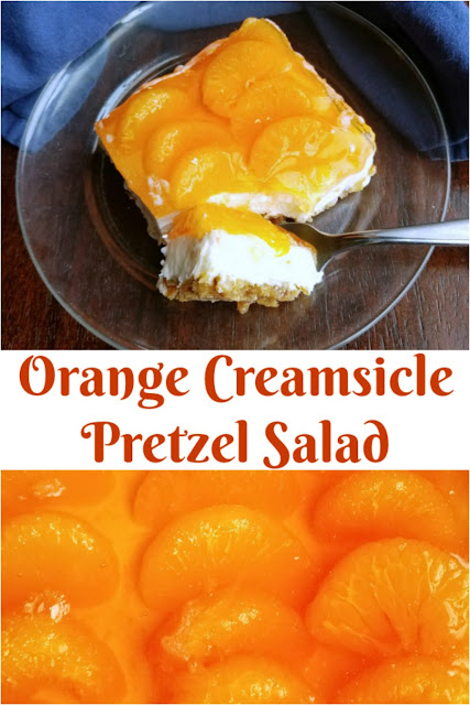 Salty pretzel crust, vanilla cream cheese center and a blast of orange on top, this orange creamsicle pretzel salad has it all. The only question is do you serve it as a side or a dessert?
