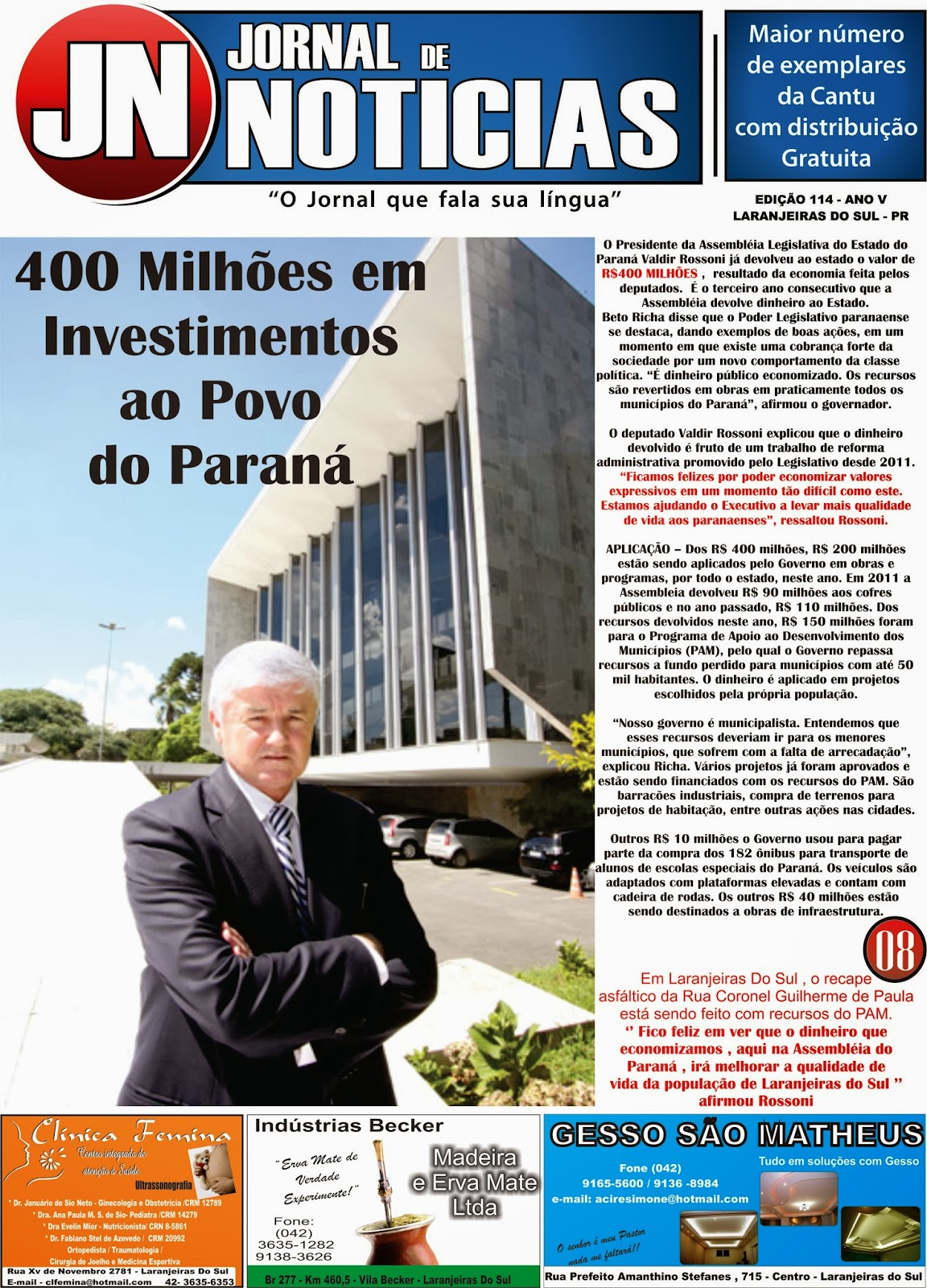 Olho Aberto Paraná: Saiu a edição nº 114 do Jornal de Notícias