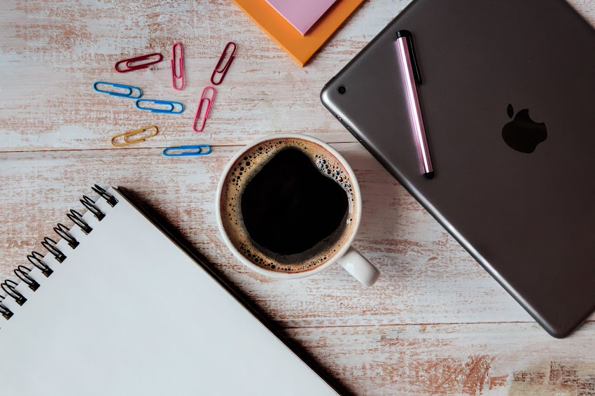 A Cup Of Black Coffee Blank Note Clips And Apple Tab A Cup Of Black Coffee Blank Note Clips And Apple Tab