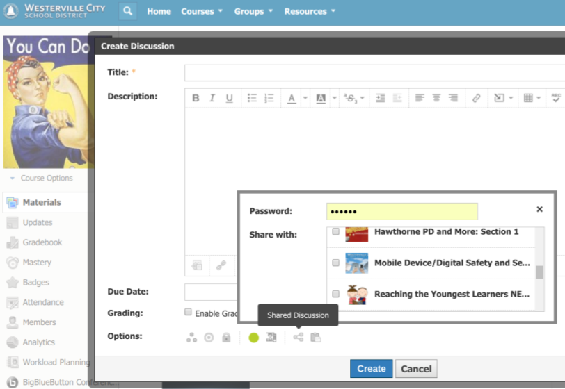 WCSOH Education Technology Schoology Discussions Between Sections