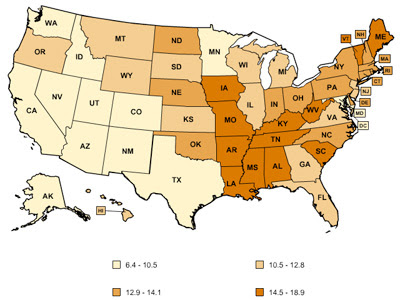 prescription drug map - US states