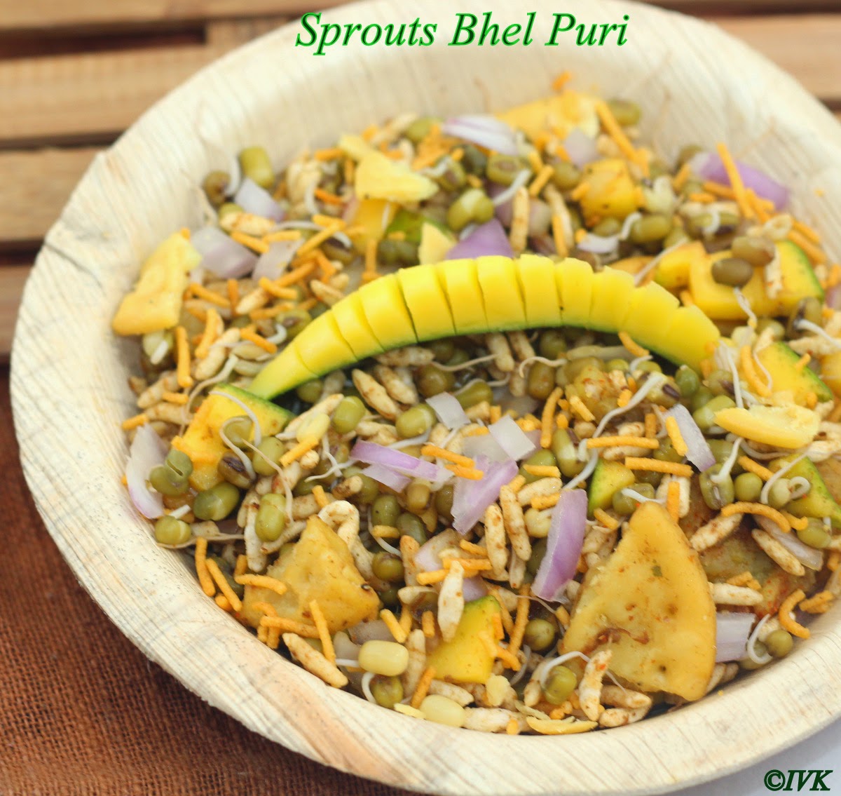 IndianVegKitchen Sprout Bhel Puri Moong Sprouts Chaat Recipe