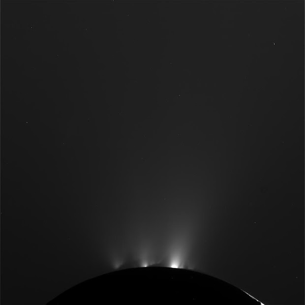 Saturn's geyser moon Enceladus as seen by NASA's Cassini