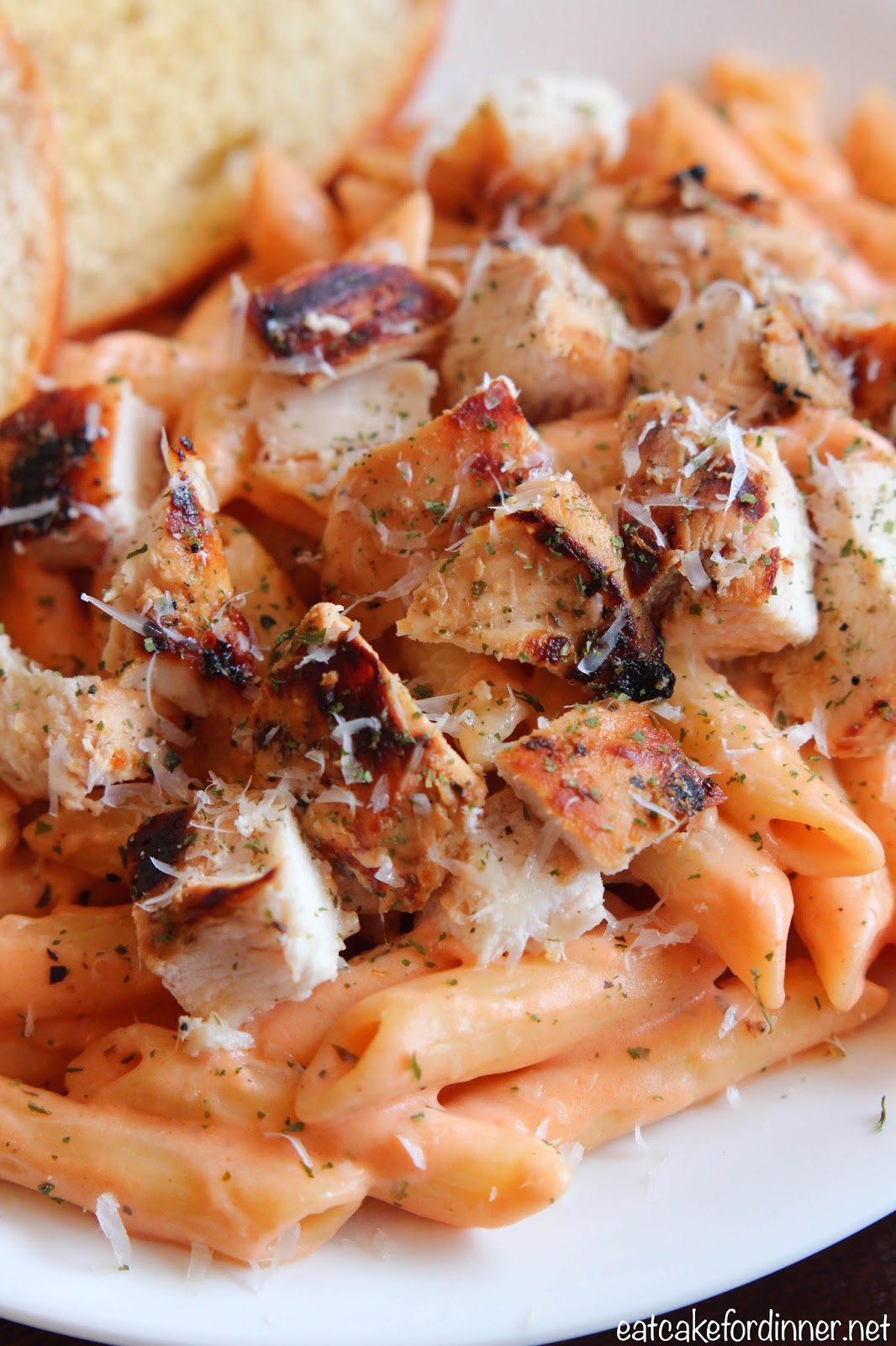 Eat Cake For Dinner Tomato Alfredo Pasta with Grilled Chicken