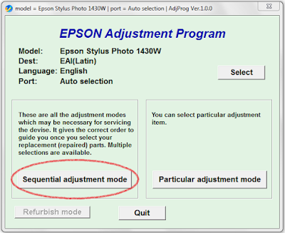 clicking sequential mode adjustment epson