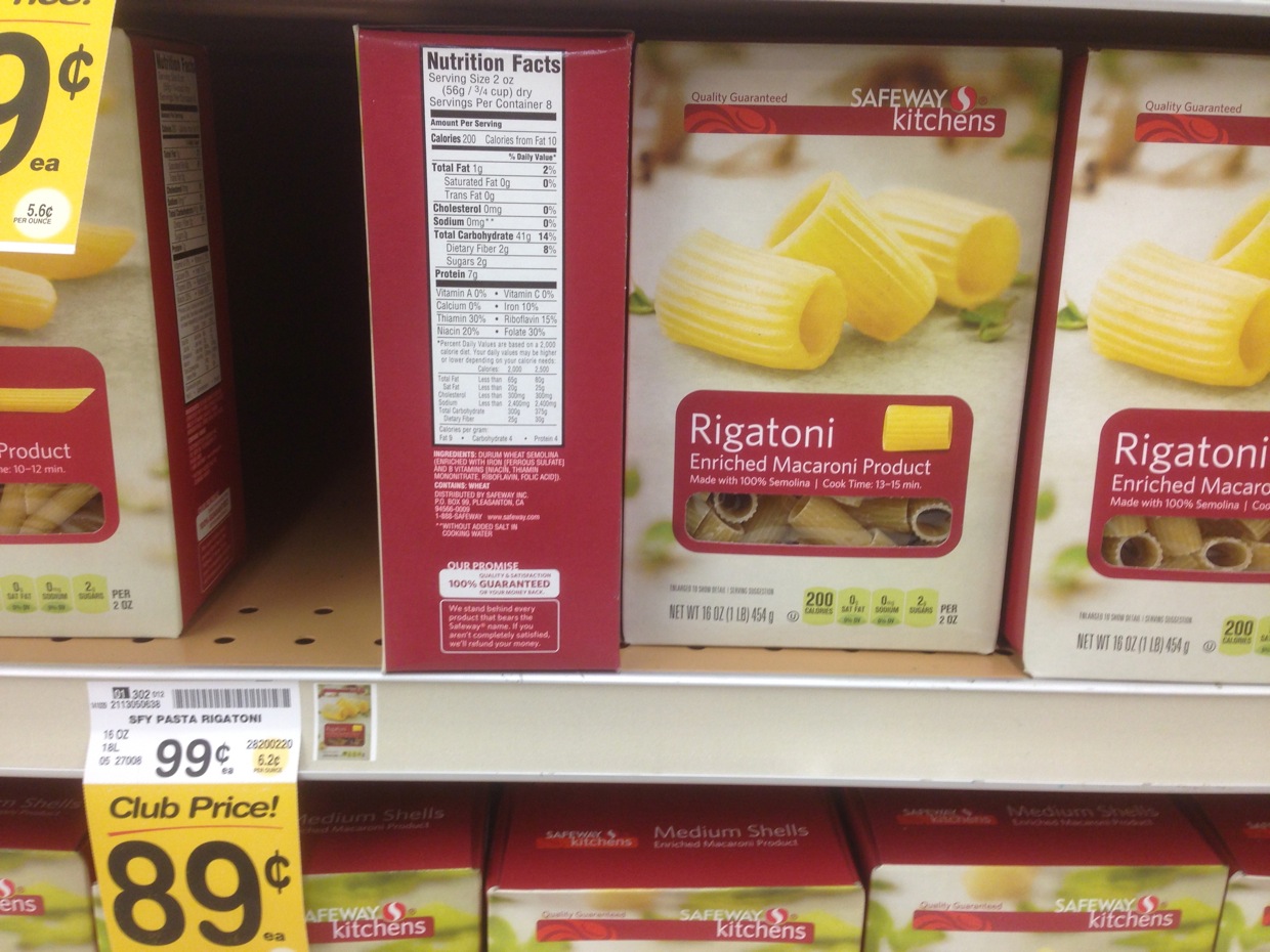 Healthy Grocery Rigatoni Pasta, Safeway Kitchens Safeway