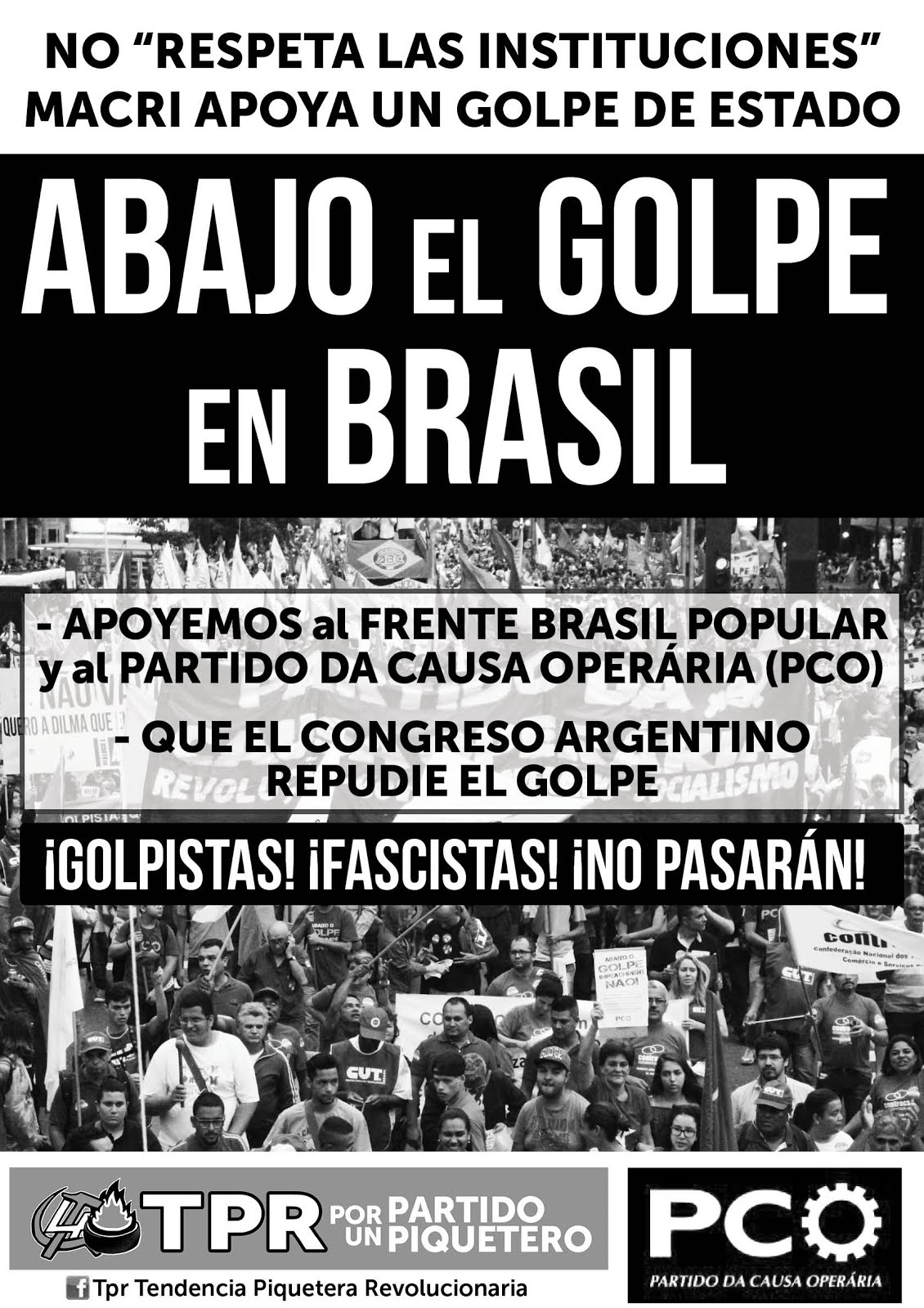[AFICHE TPR-PCO] ¡ABAJO EL GOLPE EN BRASIL!