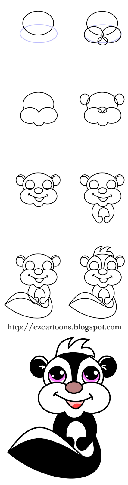 Easy To Draw Cartoons How To Draw A Skunk