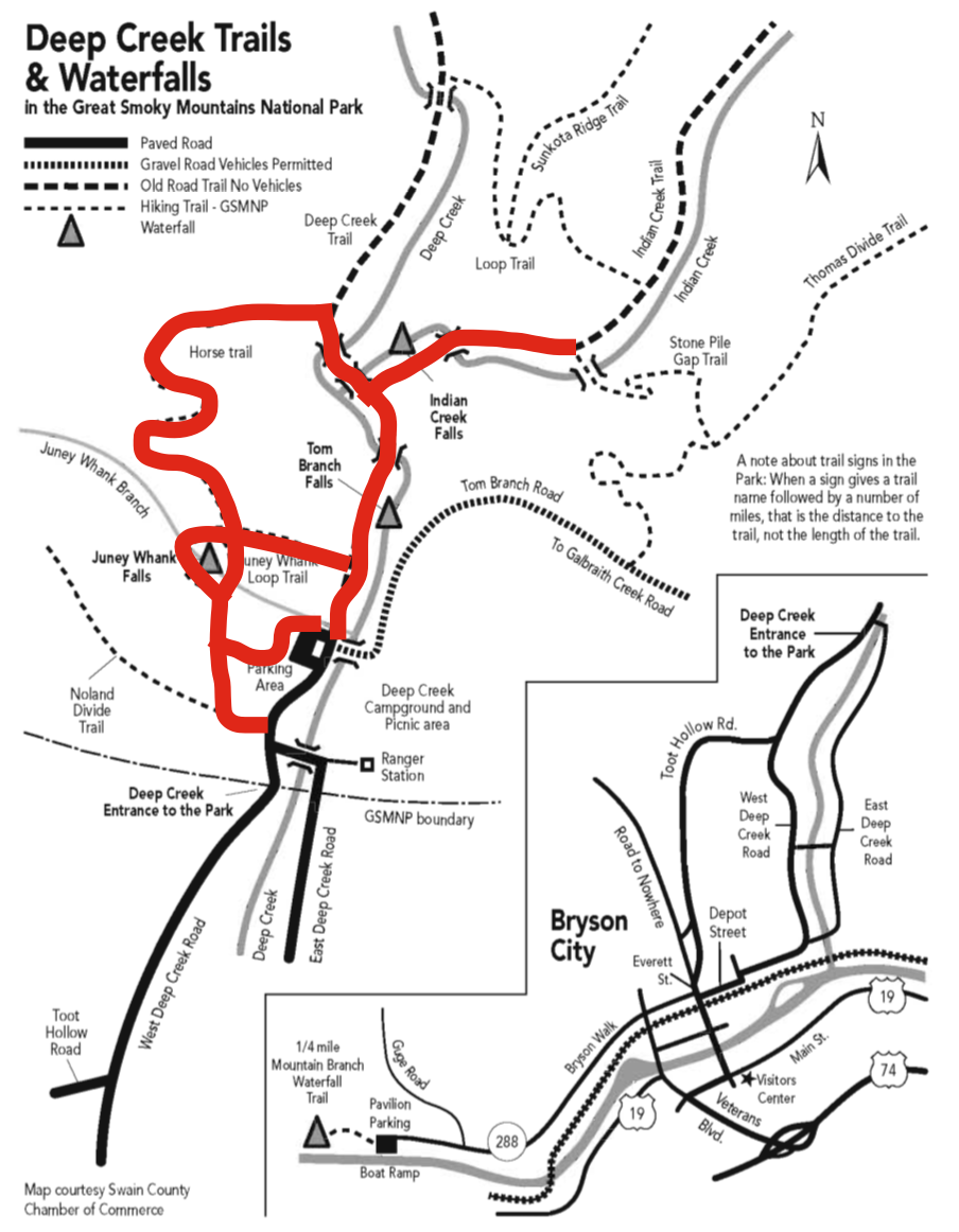 900 miles Anniversary Weekend 2019 part 1 Deep Creek Waterfalls Loop